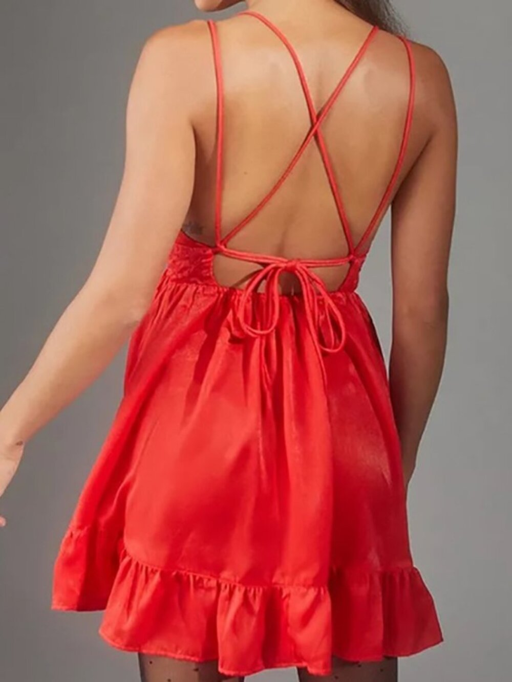 UO Strappy Satin Mini Dress - Picture 3 of 4